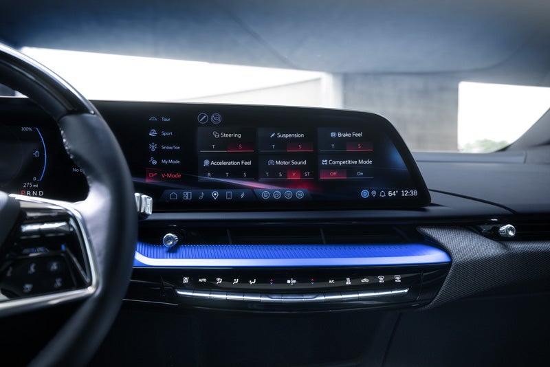 The 2026 OPTIQ-V Display Screen Displaying the V-Mode Settings | Cadillac of Billings in Billings MT